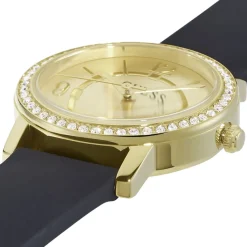 GUESS Montre Melody Champagne cadran doré fond champagne bracelet silicone noir Sale