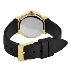 GUESS Montre Melody Champagne cadran doré fond champagne bracelet silicone noir Sale