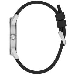 GUESS Montre Monte Noir cadran argenté fond noir bracelet silicone noir Outlet