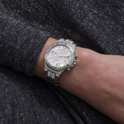 GUESS Montre Moonlight Argenté cadran argenté fond argenté bracelet acier argenté Hot