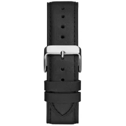 GUESS Montre Parker Noir cadran argenté fond noir bracelet cuir de veau noir Best