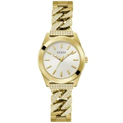GUESS Montre Serena Blanc cadran doré fond blanc bracelet acier doré Best