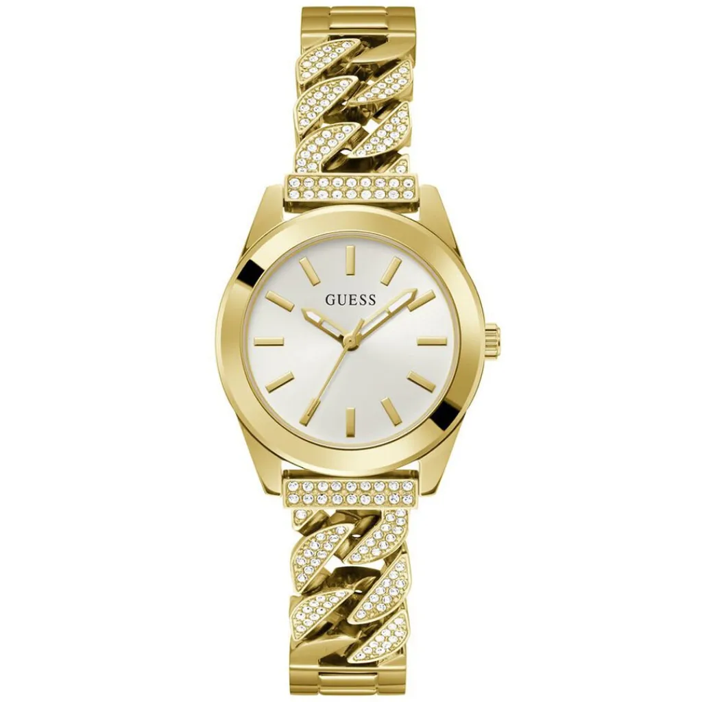 GUESS Montre Serena Blanc cadran doré fond blanc bracelet acier doré Best