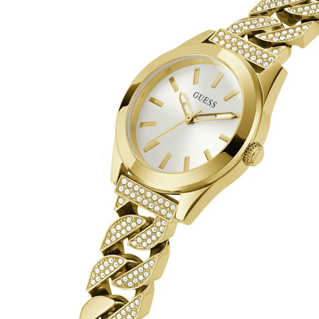 GUESS Montre Serena Blanc cadran doré fond blanc bracelet acier doré Best