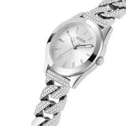 GUESS Montre Serena Blanc cadran argenté fond blanc bracelet acier argenté Outlet