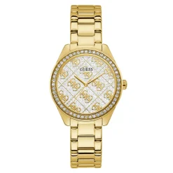 GUESS Montre Sugar Blanc cadran doré fond blanc bracelet acier doré New