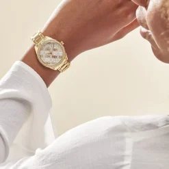 GUESS Montre Sugar Blanc cadran doré fond blanc bracelet acier doré New