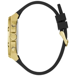 GUESS Montre Third Gear Noir cadran doré fond noir bracelet silicone noire Online