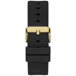 GUESS Montre Third Gear Noir cadran doré fond noir bracelet silicone noire Online