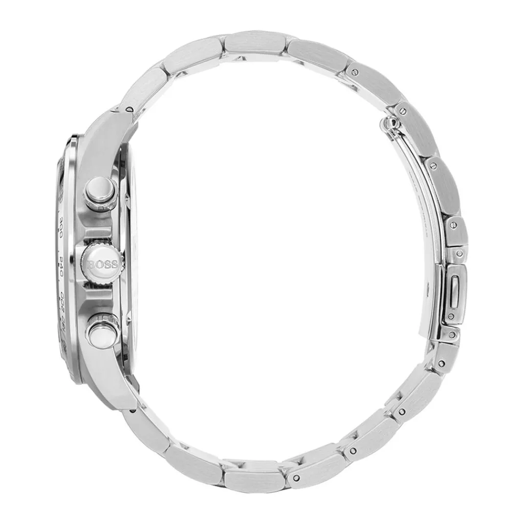 HUGO BOSS Montre H Boss Hero Bleu cadran argenté fond bleu bracelet acier argenté Hot