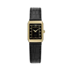 HERBELIN Montre Art Déco 1925's Noir cadran doré fond noir bracelet cuir de veau noir Outlet