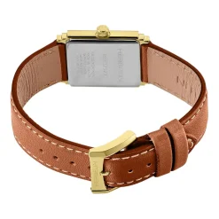HERBELIN Montre Art Deco Argenté cadran doré fond argenté bracelet cuir marron Outlet