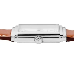 HERBELIN Montre Art Deco Argenté cadran argenté fond argenté bracelet cuir marron Discount