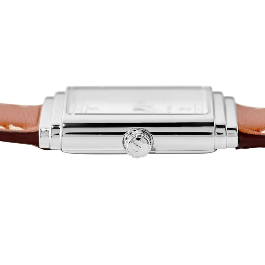 HERBELIN Montre Art Deco Argenté cadran argenté fond argenté bracelet cuir marron Discount