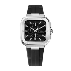 HERBELIN Montre Cap Camarat Noir cadran argenté fond noir bracelet silicone noir