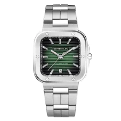 HERBELIN Montre Cap Camarat Vert cadran argenté fond vert bracelet acier argenté Best