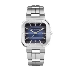 HERBELIN Montre Cap Camarat Bleu cadran argente fond bleu bracelet acier argenté Best
