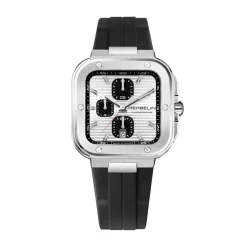 HERBELIN Montre Cap Camarat Argenté cadran argenté fond argenté bracelet silicone noir Sale