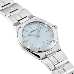 HERBELIN Montre Cap Camarat Bleu cadran argenté fond bleu bracelet métal argenté Discount