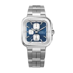 HERBELIN Montre Cap Camarat Bleu cadran argenté fond bleu bracelet acier argenté Discount