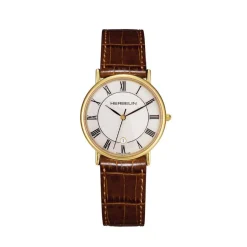 HERBELIN Montre Classique Blanc cadran doré fond blanc bracelet cuir marron Online