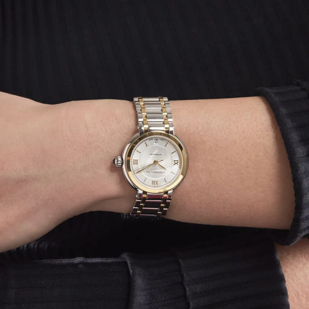 HERBELIN Montre Galet Blanc cadran bicolore fond blanc bracelet acier bicolore Online