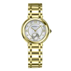 HERBELIN Montre Galet Nacre Blanche cadran doré fond nacre blanche bracelet acier doré Clearance