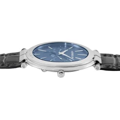 HERBELIN Montre Newport Slim Bleu cadran argenté fond bleu bracelet cuir noir Sale