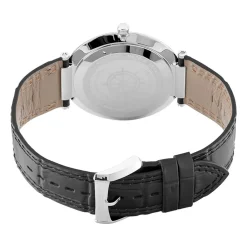 HERBELIN Montre Newport Slim Bleu cadran argenté fond bleu bracelet cuir noir New