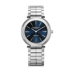 HERBELIN Montre Newport Slim Bleu cadran argenté fond bleu bracelet acier argenté New