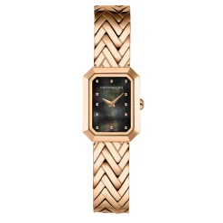 HERBELIN Montre Octogône Nacre Noire cadran doré fond nacre noire bracelet acier doré Outlet