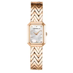 HERBELIN Montre Octogône Nacre Blanche cadran doré fond nacre blanche bracelet acier doré Clearance