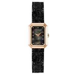HERBELIN Montre Octogône Nacre Noire cadran doré fond nacre noire bracelet cuir d'agneau noir Best