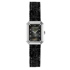 HERBELIN Montre Octogone Nacre Noire cadran argenté fond nacre noire bracelet cuir d'agneau noir Best