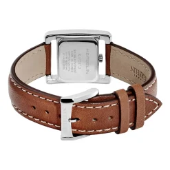 HERBELIN Montre V Avenue Nacre cadran argenté fond blanc bracelet cuir doré Sale