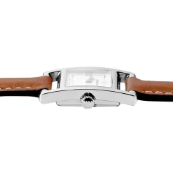 HERBELIN Montre V Eme Avenue Blanc cadran argenté fond blanc bracelet cuir marron Sale