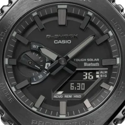 CASIO G-SHOCK Montre Hybride Classic Noir cadran gris fond noir bracelet acier gris Hot