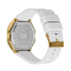 ICE WATCH Montre Digit Retro Dore cadran doré bracelet silicone blanc