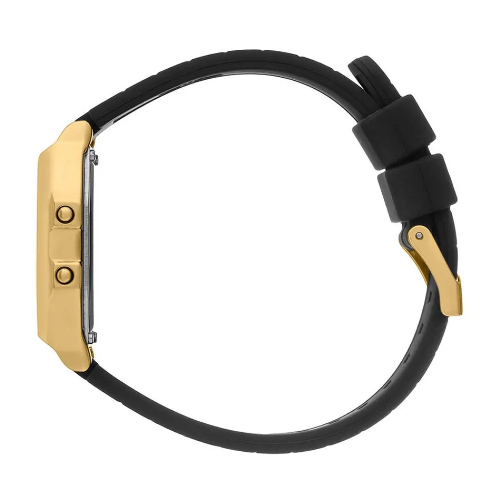 ICE WATCH Montre Digit Retro Dore cadran doré bracelet silicone noir New