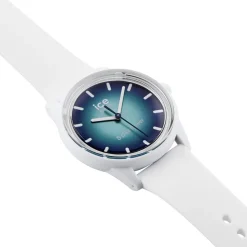 ICE WATCH Montre Solar Power Bleu cadran blanc fond bleu bracelet silicone blanc Outlet