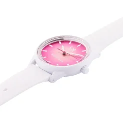 ICE WATCH Montre Solar Power Blanc cadran argenté fond rose bracelet silicone blanc Best