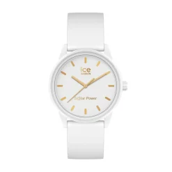 ICE WATCH Montre Solar Power Blanc cadran argenté fond blanc bracelet silicone blanc Clearance