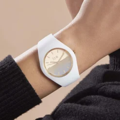 ICE WATCH Montre Sunset Multicolore cadran blanc fond multicolore bracelet silicone blanc Sale