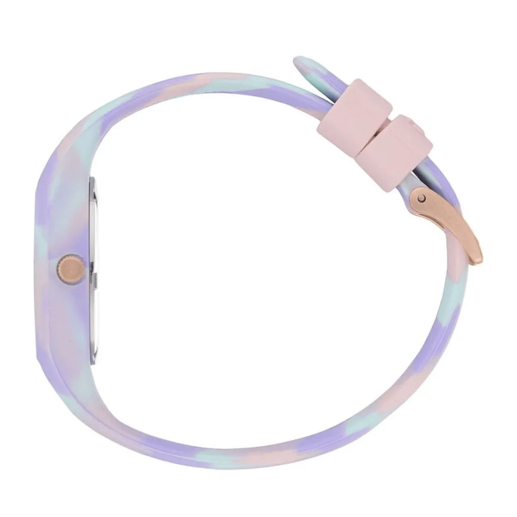 ICE WATCH Montre Tie And Dye Mauve cadran bicolore doré / rose fond mauve bracelet silicone tricolore Sale