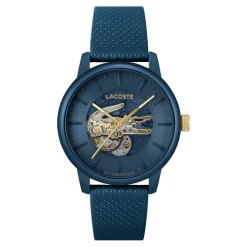 LACOSTE Montre .12.12 Automatique Bleu cadran bleu fond bleu bracelet cuir de veau bleu Outlet