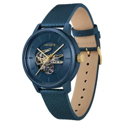 LACOSTE Montre .12.12 Automatique Bleu cadran bleu fond bleu bracelet cuir de veau bleu Outlet