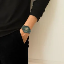 LACOSTE Montre .12.12 Automatique Kaki cadran kaki fond kaki bracelet cuir de veau kaki Best