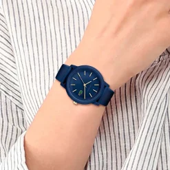 LACOSTE Montre 12.12 Bleu cadran bleu fond bleu bracelet silicone bleu Sale