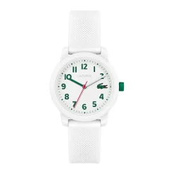 LACOSTE Montre 12.12 Kids Blanc cadran blanc fond blanc bracelet silicone blanc New