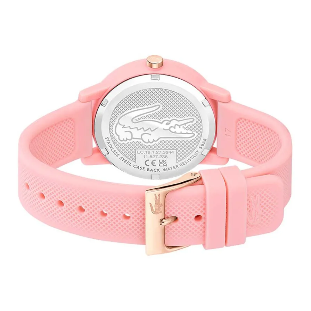 LACOSTE Montre 12.12 Rose cadran rose fond rose bracelet silicone rose Discount